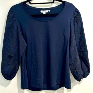 Chico’s puff sleeve navy blouse - size large